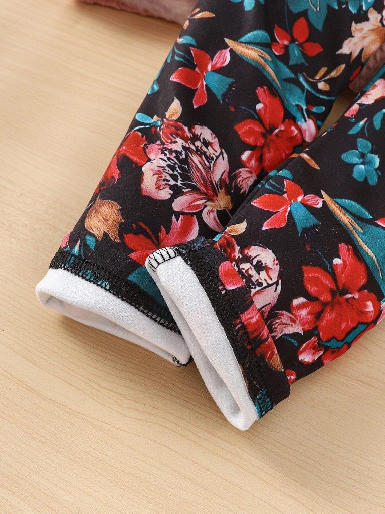 Toddler Girls Raglan Tee Flower Print Set