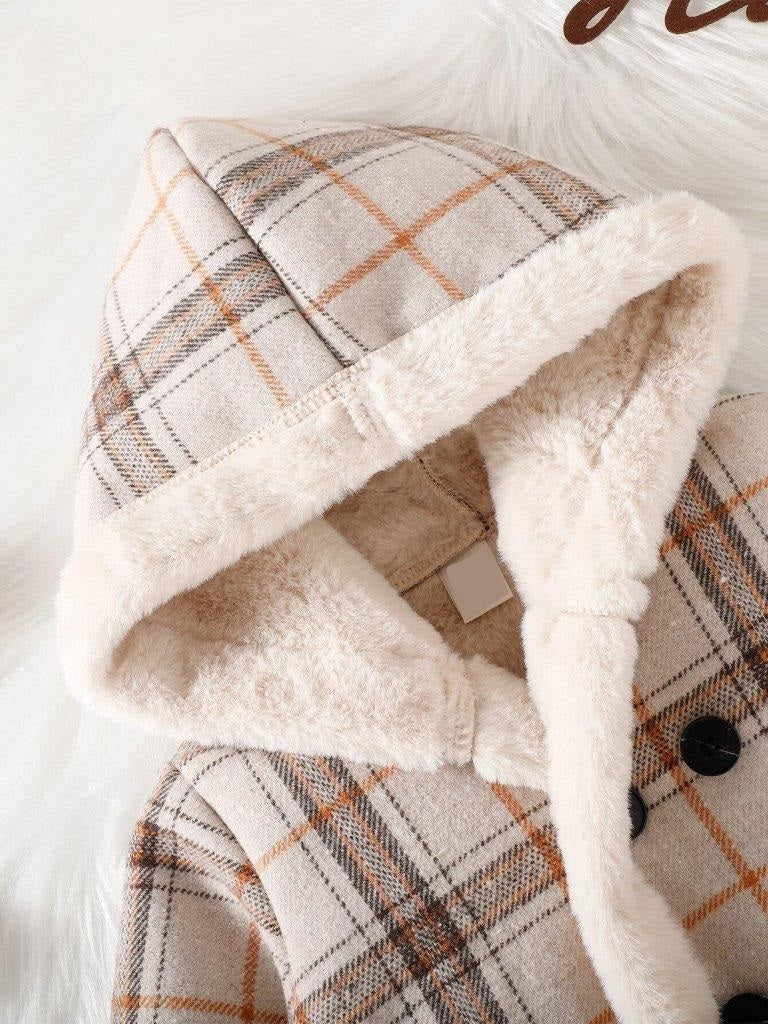 Baby Plaid Teddy Lined Hooded Coat