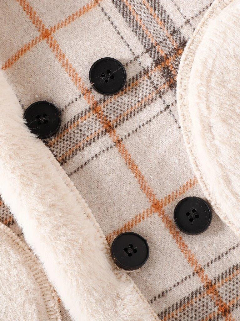 Baby Plaid Teddy Lined Hooded Coat
