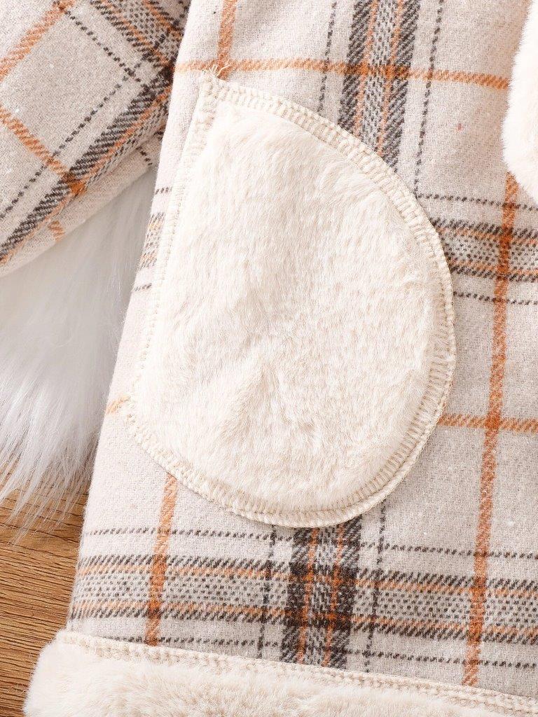 Baby Plaid Teddy Lined Hooded Coat