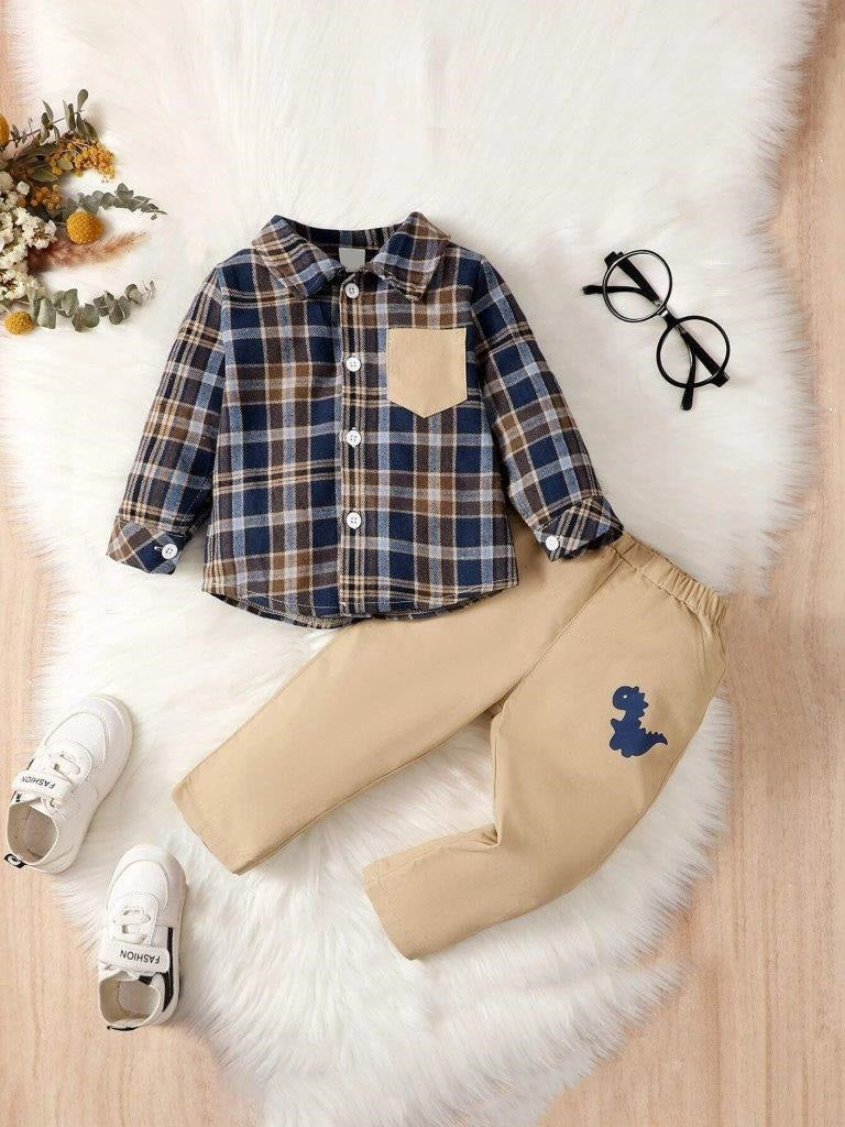 Baby Check Print Shirt And Pants