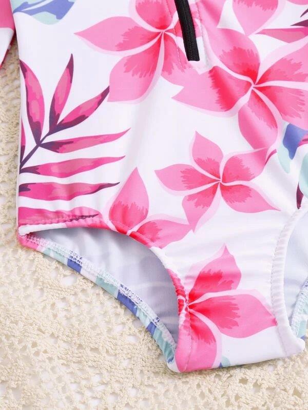 Baby Girl Floral Swimming Costume With Headband