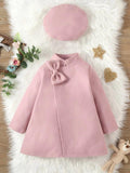 Toddler Girls Lilac Bow Coat With Hat