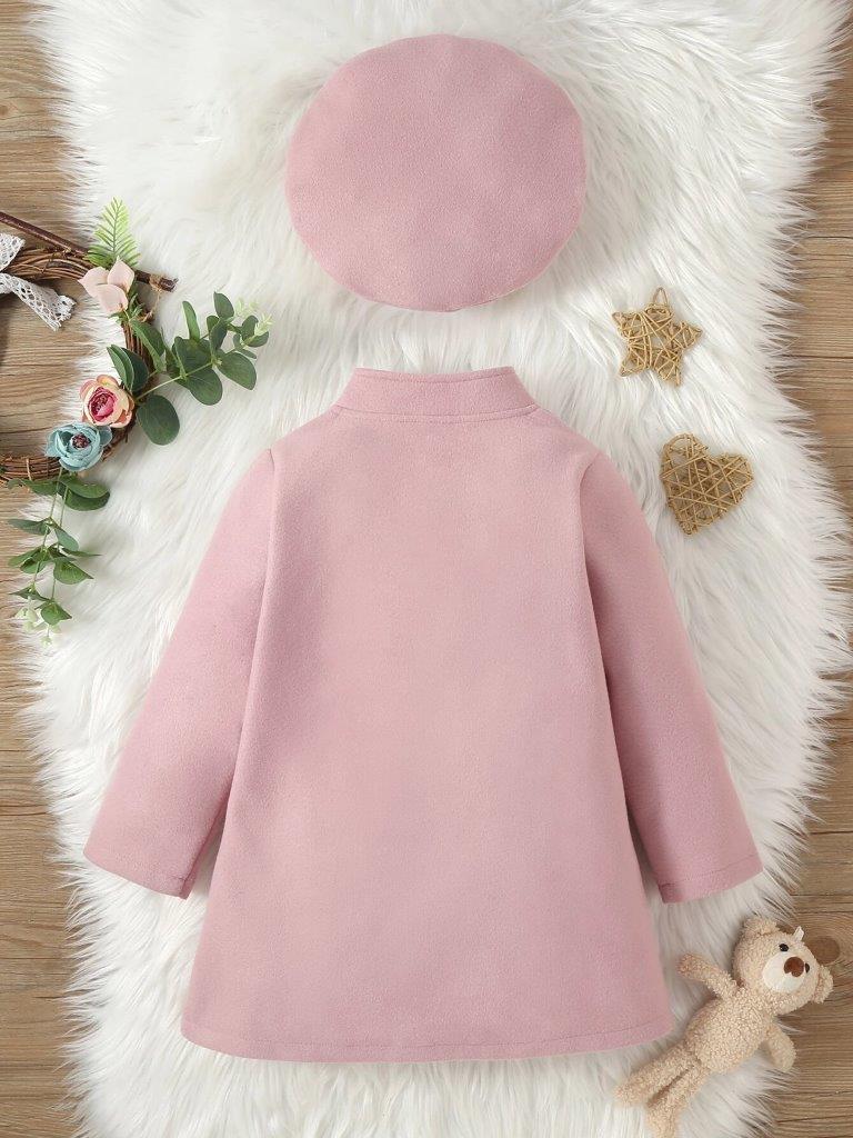 Toddler Girls Lilac Bow Coat With Hat