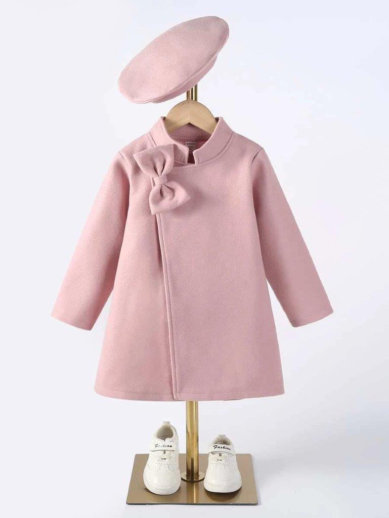 Toddler Girls Lilac Bow Coat With Hat