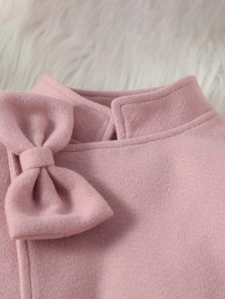 Toddler Girls Lilac Bow Coat With Hat
