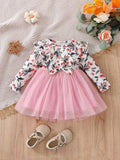 Baby Pink Ruffle Floral Dress