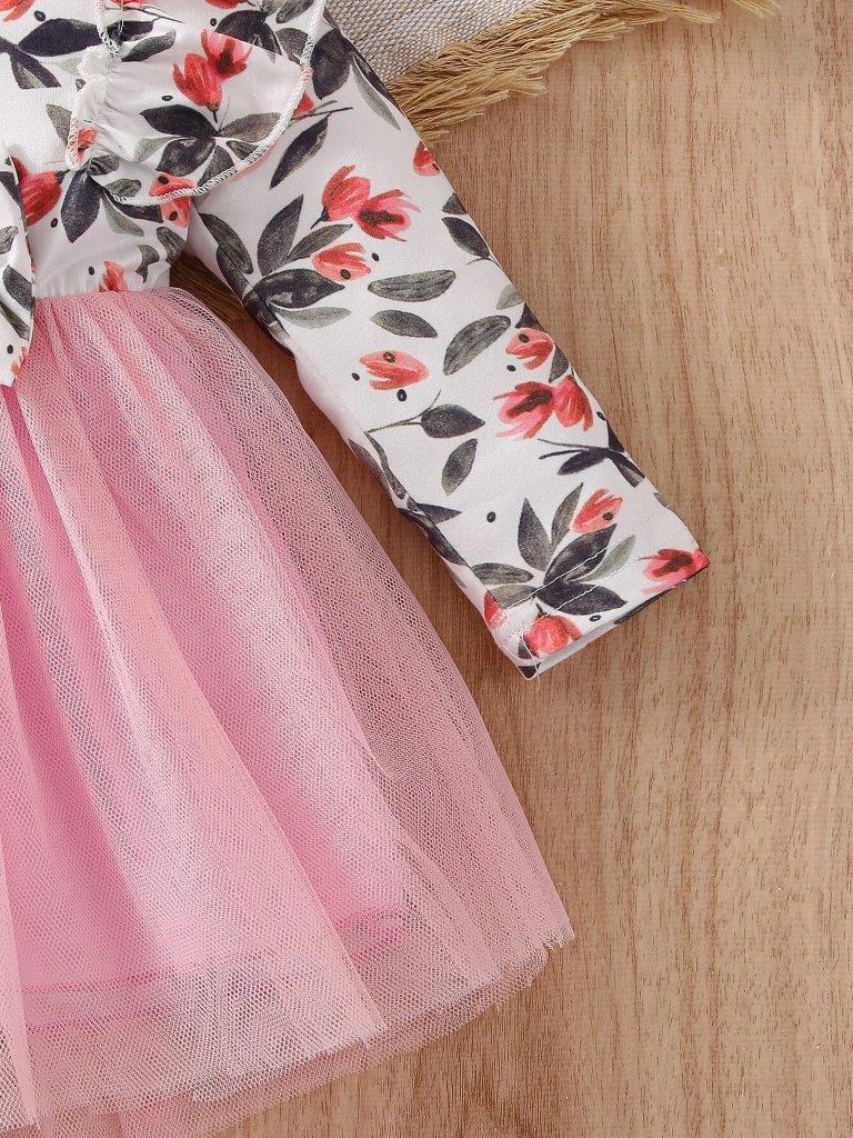Baby Pink Ruffle Floral Dress