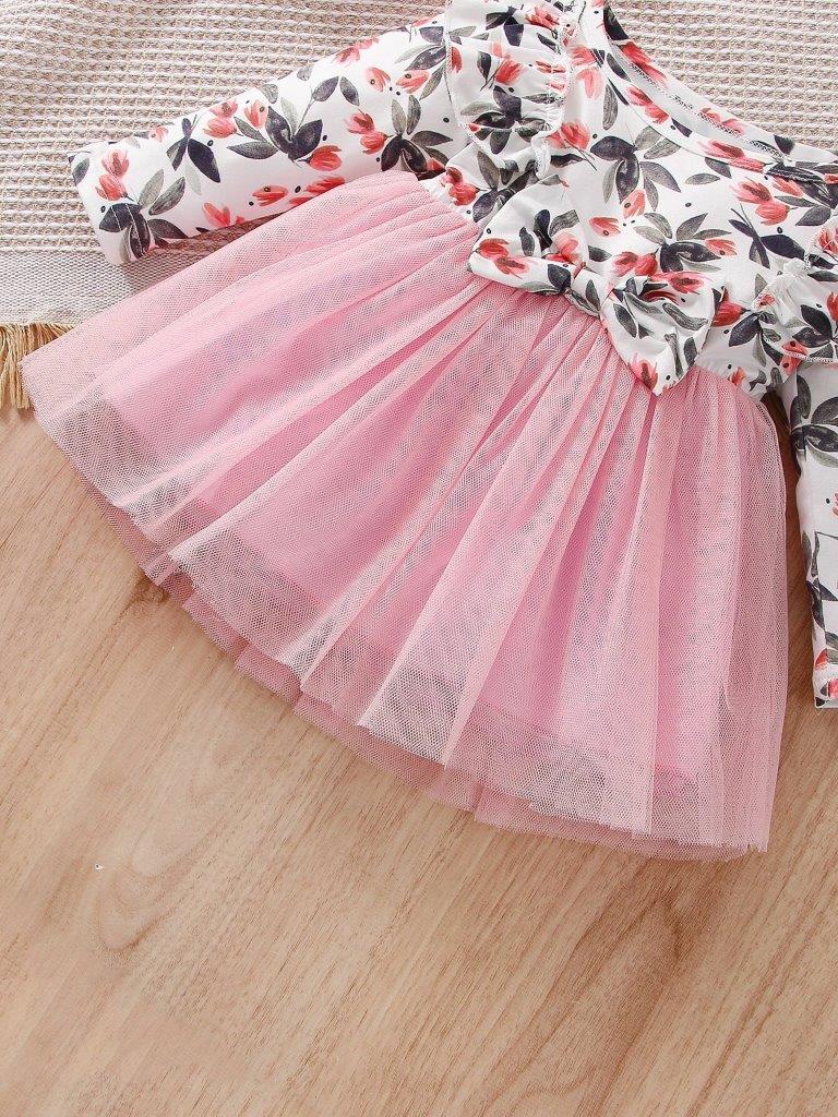 Baby Pink Ruffle Floral Dress