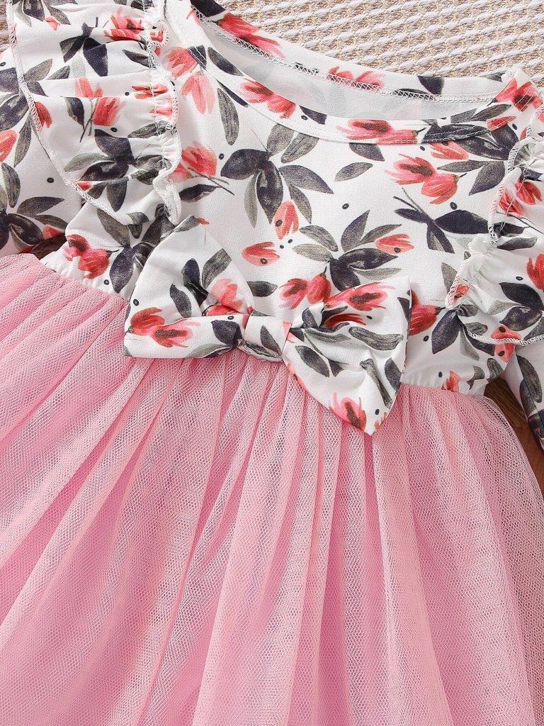 Baby Pink Ruffle Floral Dress