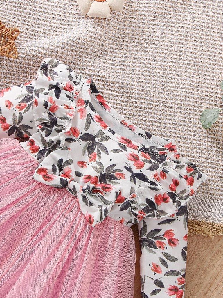 Baby Pink Ruffle Floral Dress