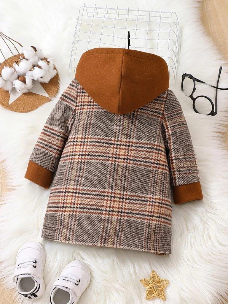 Baby Unisex Plaid Coat Brown