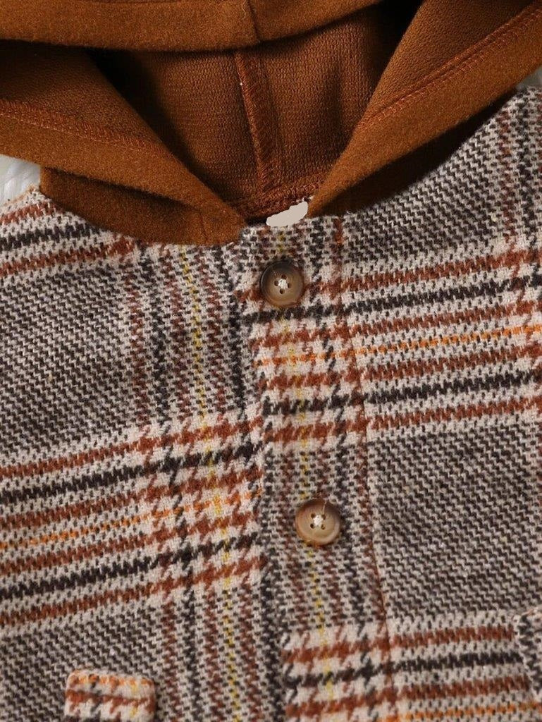 Baby Unisex Plaid Coat Brown