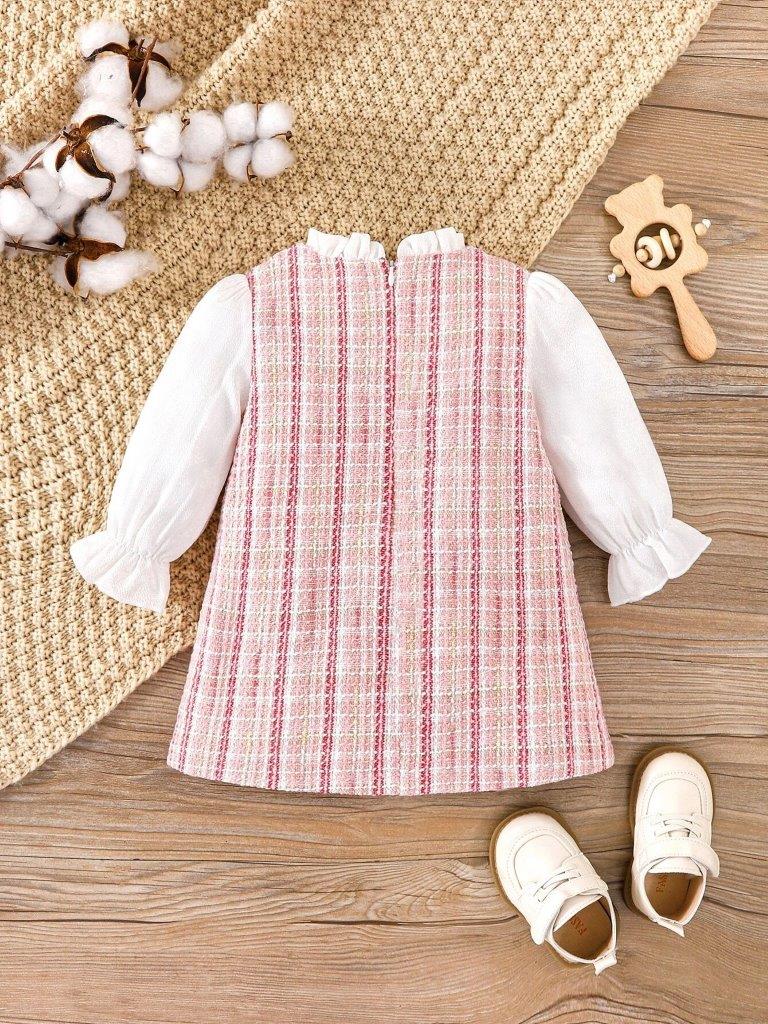 Baby Plaid Ruffle Sleeve Dress