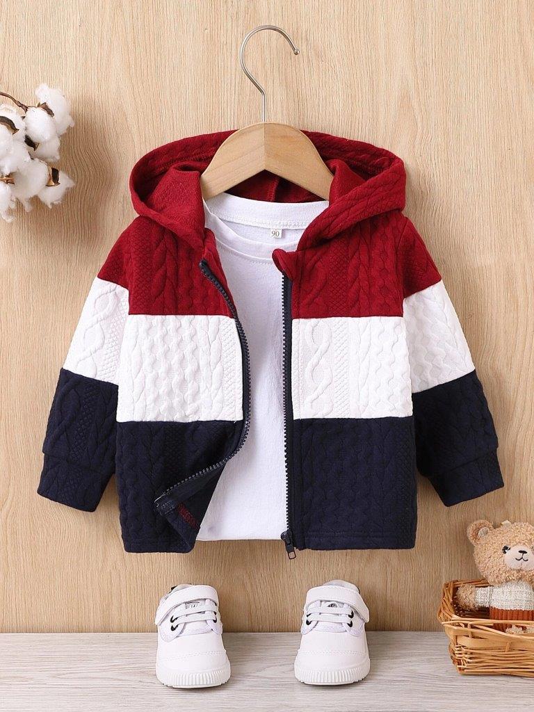 Baby Colour Block Hooded Coat