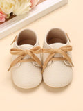 Baby Unisex Leather Lace Up Beige
