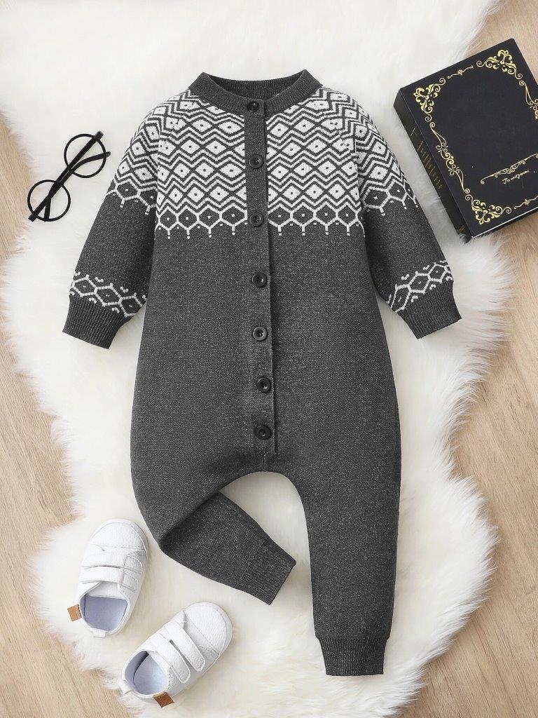 Baby Patterned Knit Jumpsuit