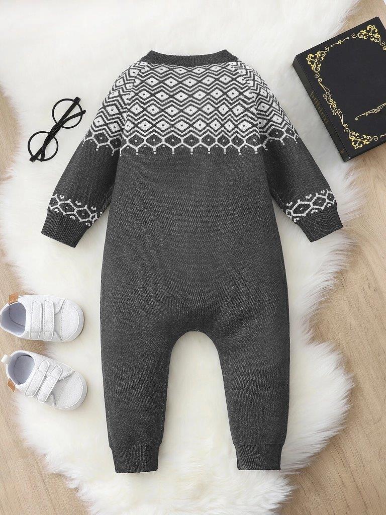 Baby Patterned Knit Jumpsuit