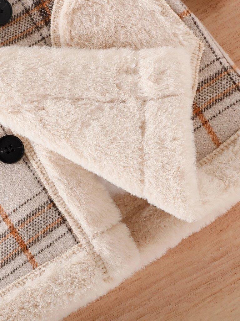 Baby Plaid Teddy Lined Hooded Coat