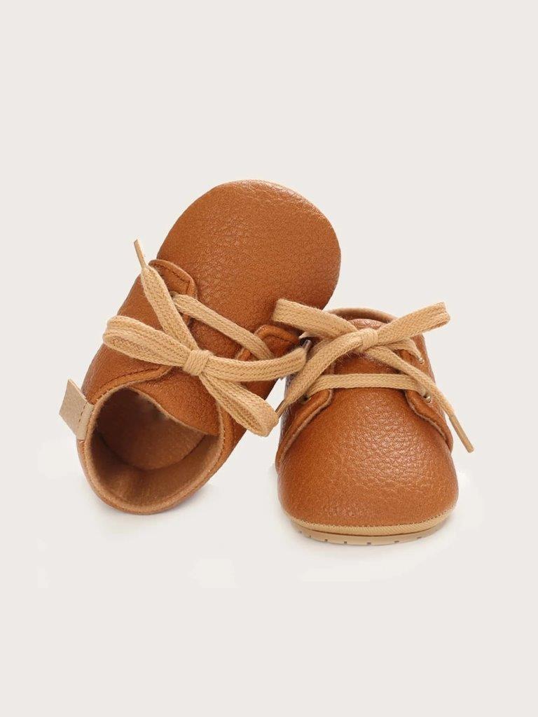 Baby Unisex Leather Lace Up Brown