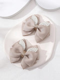 2 Piece Faux Pearl Camel Hair Clips Set