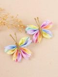 2 Piece Silk Rainbow Butterfly Hair Clips