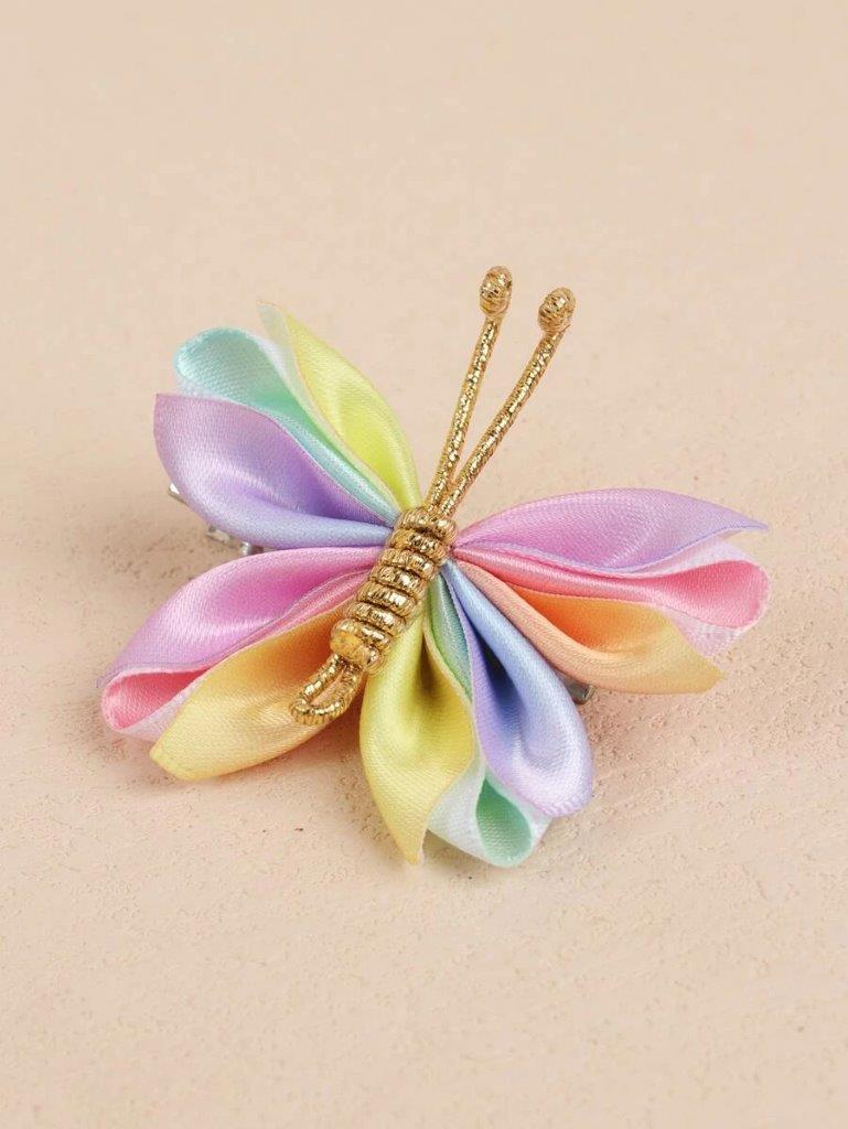 2 Piece Silk Rainbow Butterfly Hair Clips