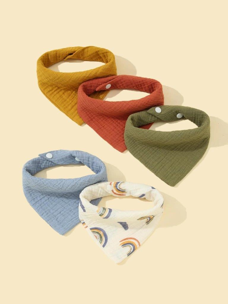 100% Cotton Stylish Bandana Bibs 5 Piece Mix 2