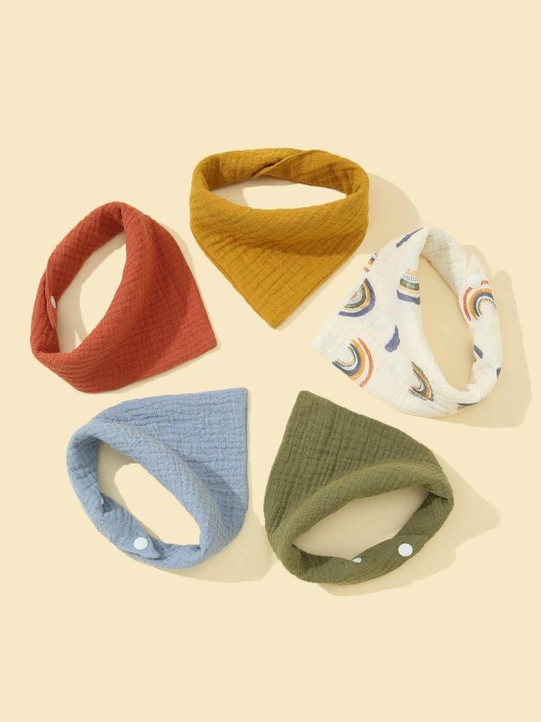 100% Cotton Stylish Bandana Bibs 5 Piece Mix 2