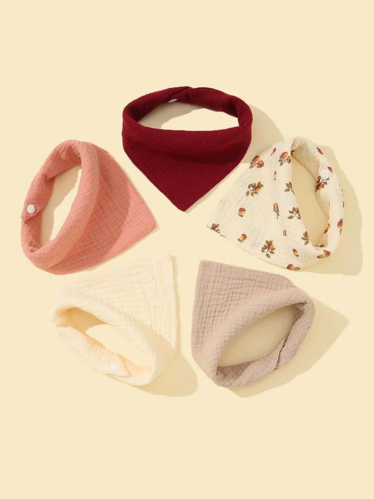 100% Cotton Stylish Bandana Bibs 5 Piece Mix 1
