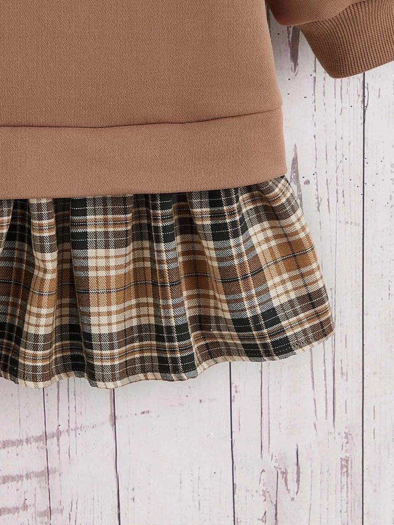 Toddler Girls Hem Plaid Sweatshirt Dress