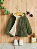 Baby Army Green Teddy Lined Coat