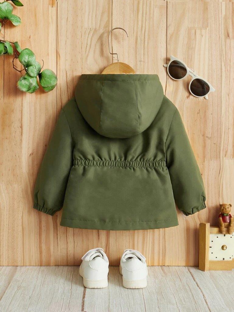Baby Army Green Teddy Lined Coat