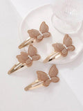 4 Piece Gold Butterfly Hair Clips