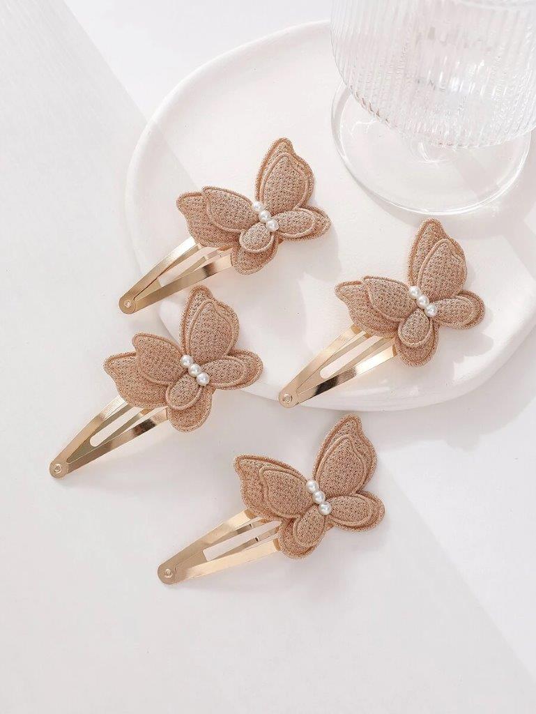 4 Piece Gold Butterfly Hair Clips