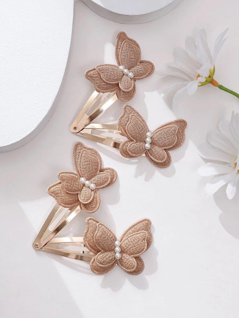 4 Piece Gold Butterfly Hair Clips