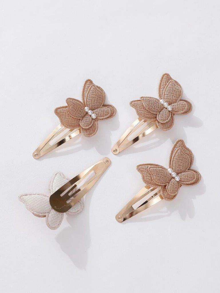 4 Piece Gold Butterfly Hair Clips