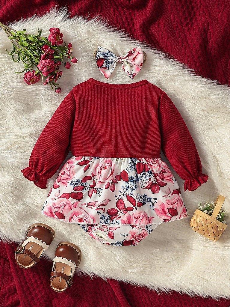 Baby Ruffle Trim Bodysuit Dress Set