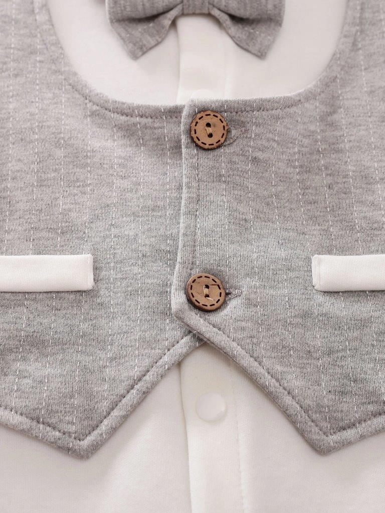 Baby Stripe Print 2 in 1 Jumpsuit Grey