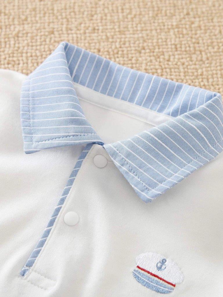 Baby 2 in 1 Stripe Collar Jumpsuit Blue