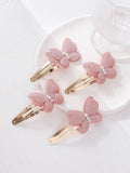 4 Piece Pink Butterfly Hair Clips