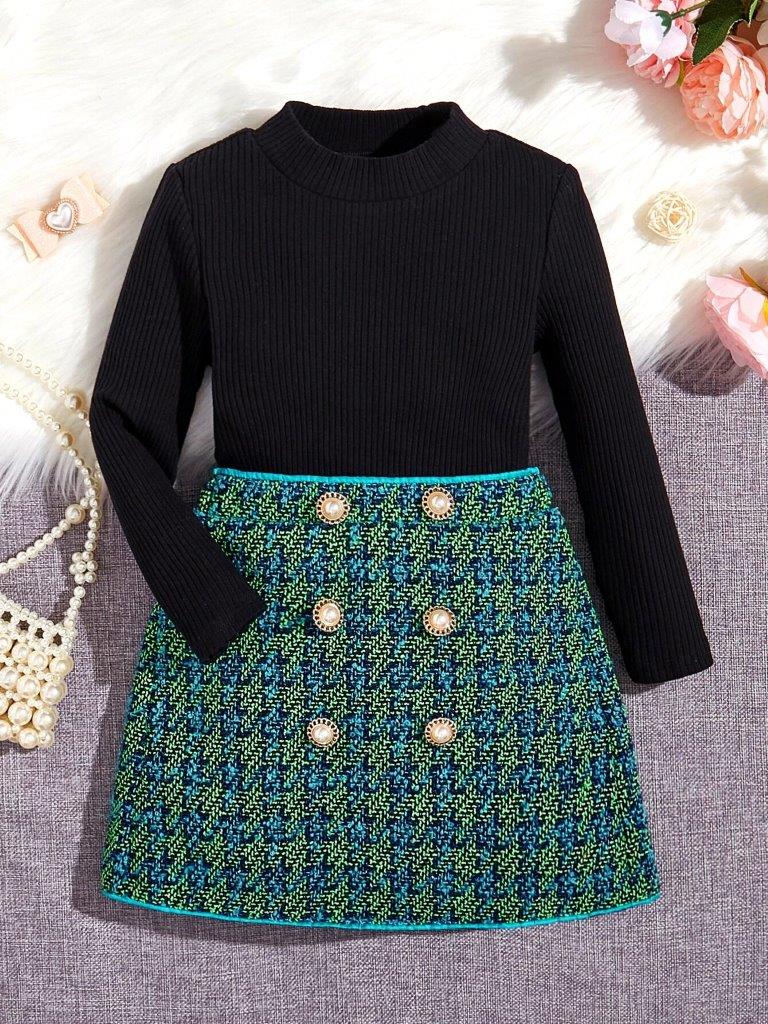 Toddler Girls Tee And Plaid Skirt Set