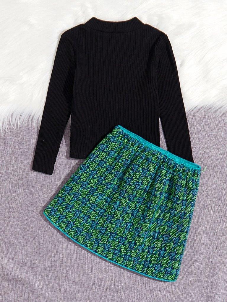 Toddler Girls Tee And Plaid Skirt Set