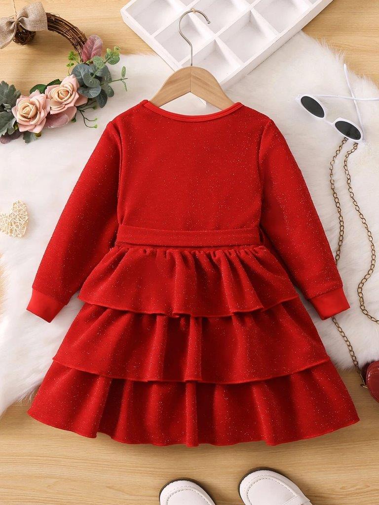Toddler Girls Frilled Belted Dress