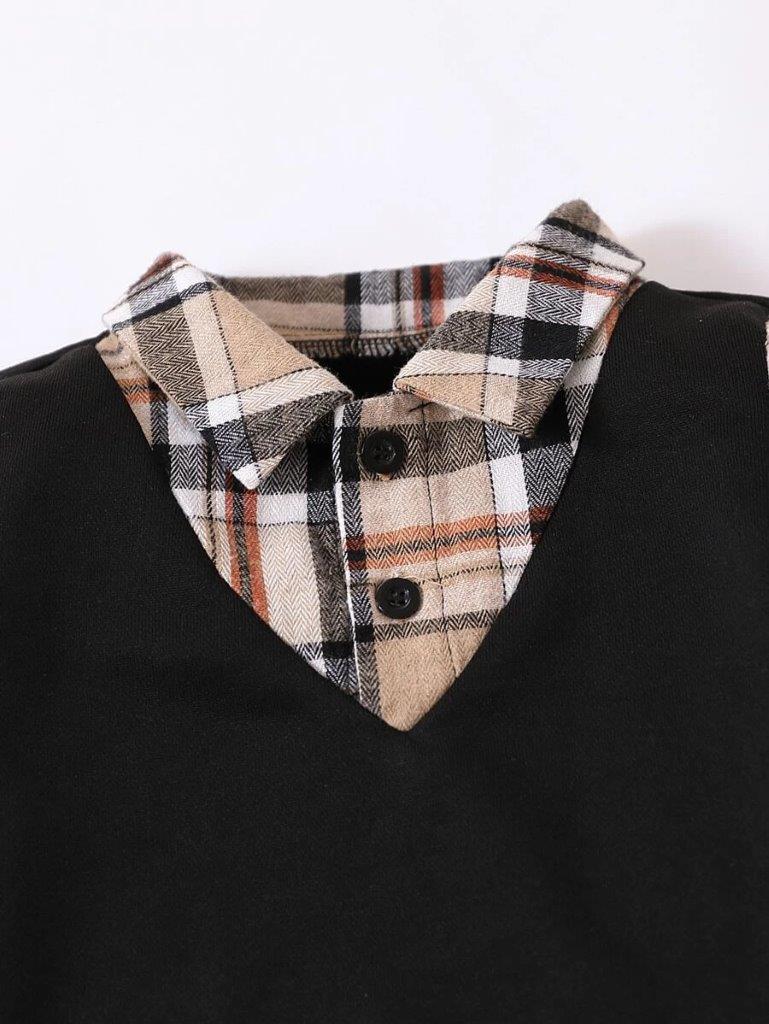 Toddler Boys 2 in 1 Plaid Top And Pants Set