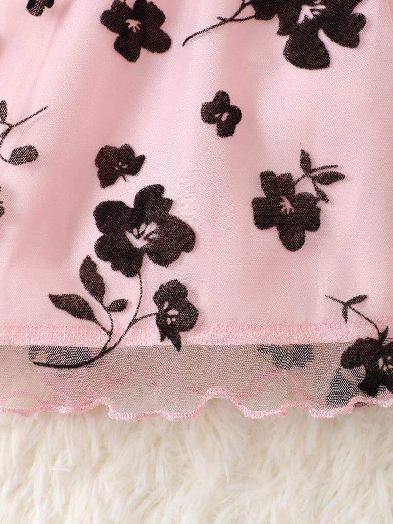 Baby Floral Print Mesh Dress