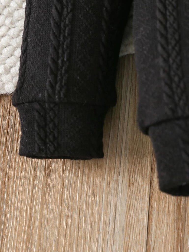 Baby Textured Turtleneck And Plaid Pants Set