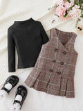 Baby Plaid Dress And Tee Set