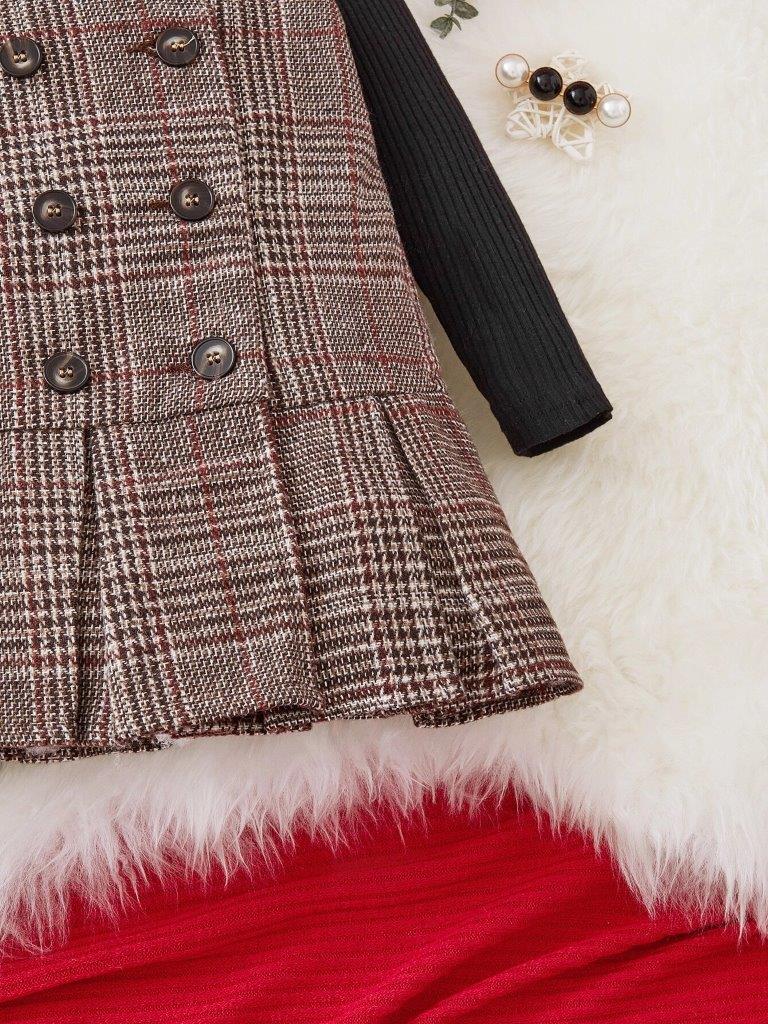Baby Plaid Dress And Tee Set