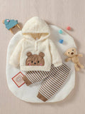 Baby Cartoon Flannel Hoodie And Pants Set